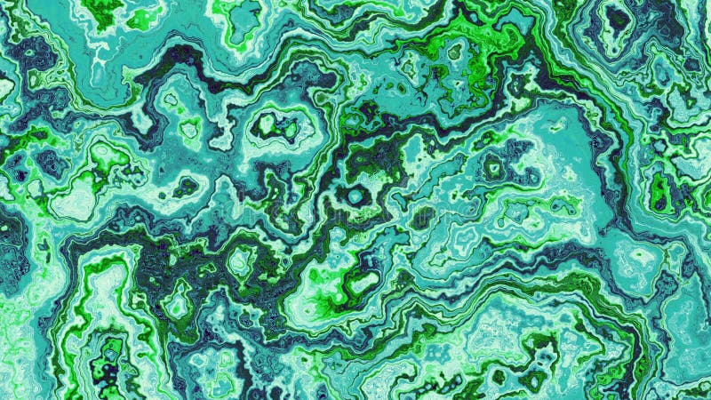 Abstract looping 4k video. Living marble wavy psychedelic background. Moving marbling malachite surface. stock illustration