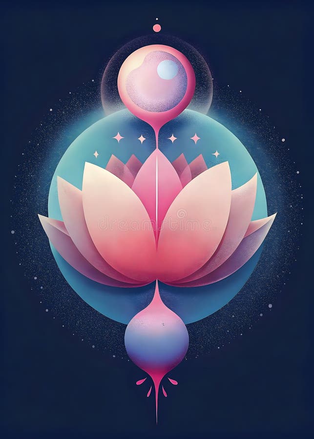 Abstract Lotus Flower Cosmic Design Gradient Shapes Spiritual Elements royaltyfri illustrationer