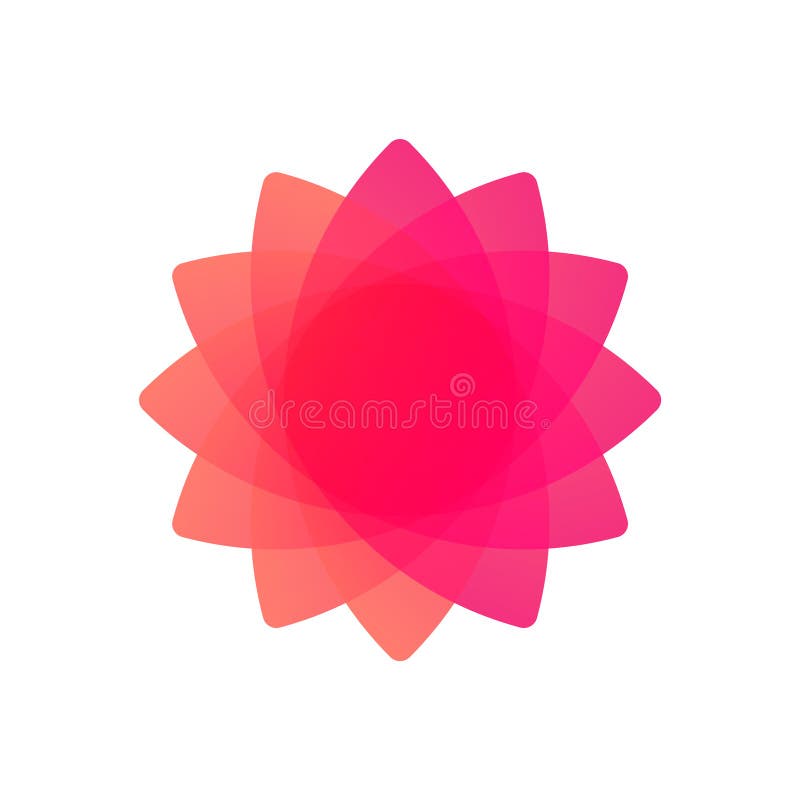 Abstract Lotus Flower Vector Illustration on White Background Gradient Petals Symbol vektor illustrationer