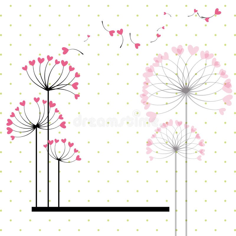Abstract love flower on polka dot background stock illustration