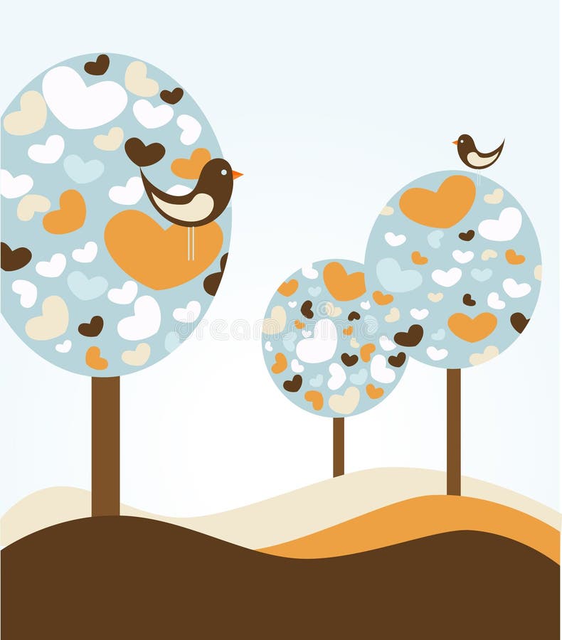 Abstract love trees royalty free illustration