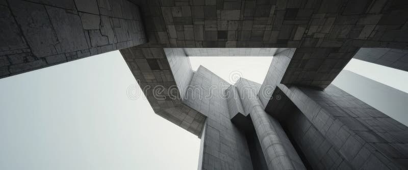 Abstract Architectural Design with Geometric Concrete Structures royalty free illustration