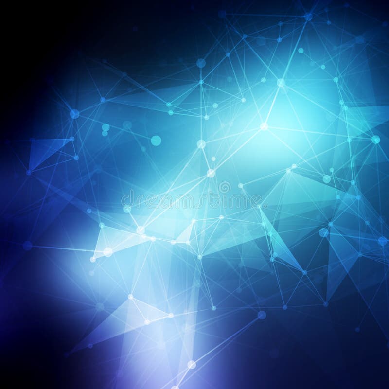 Abstract low poly blue bright technology vector stock illustration