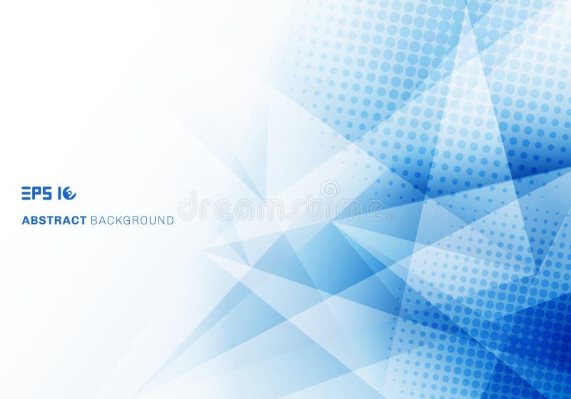 Abstract low poly blue triangles polygon and halftone with copy space vector illustration Abstract low poly blue triangles polygon and halftone with copy space vector illustration