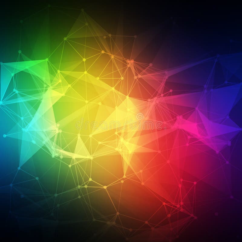 Abstract Low poly, Molecule And Communication stock illustration