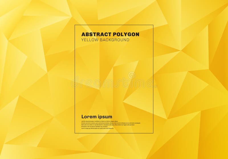 Abstract low polygon or triangles pattern on yellow mustard background and texture vector illustration