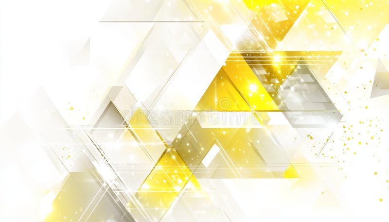 Abstract Luminous Background, Gleaming Gold and White Triangles, Geometric Pattern, Clean Design stock illustration