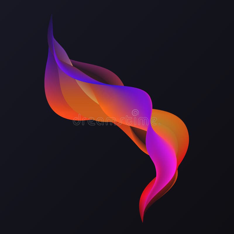 Abstract luminous color smoke wavy shape with gradient light effect vector illustration. Magic spiral tail, wave design stock illustration