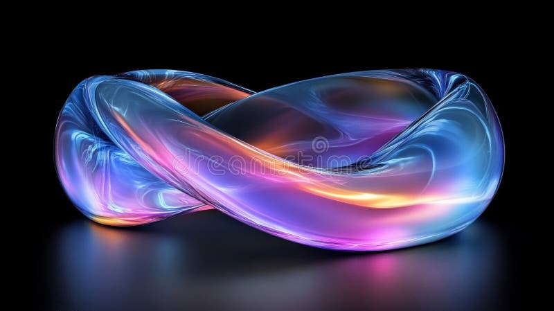Abstract luminous form resembling an infinity symbol stock illustration
