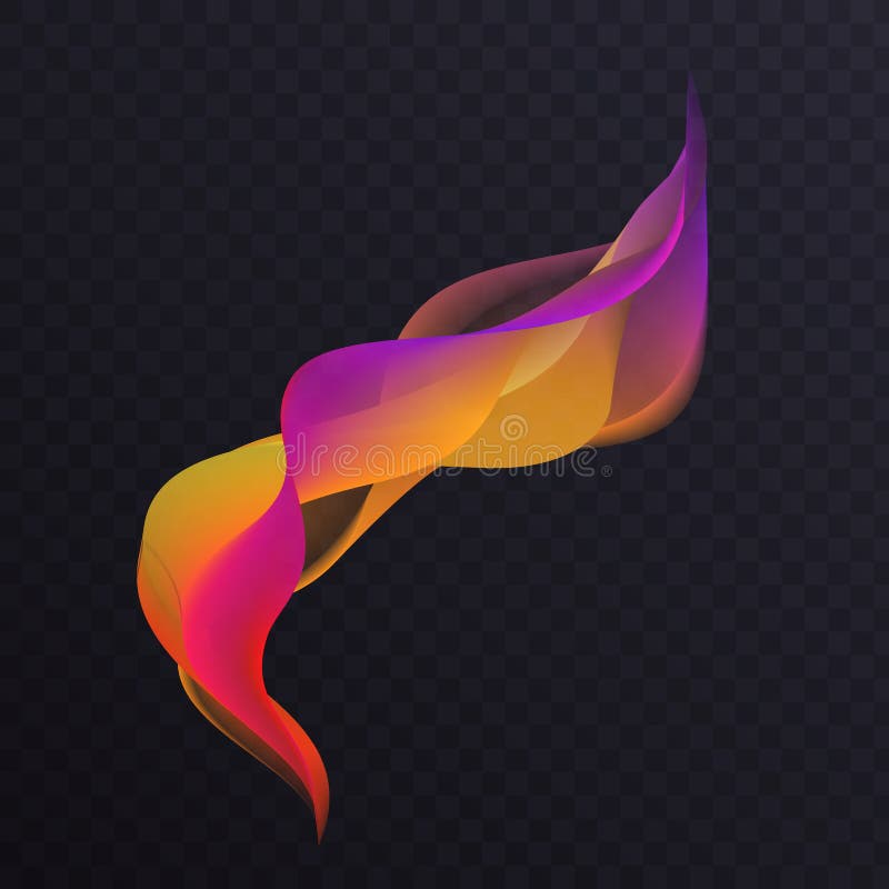 Abstract luminous wavy shape with gradient light effect, magic spiral tail wave design stock illustration