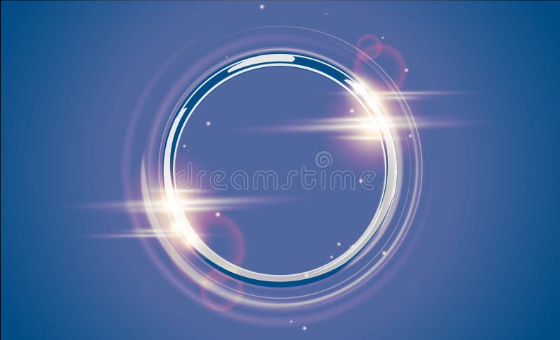 Abstract luxury chrome metal ring. Vector light circles and spark light effect. Sparkling glowing round frame on transparent stock illustration