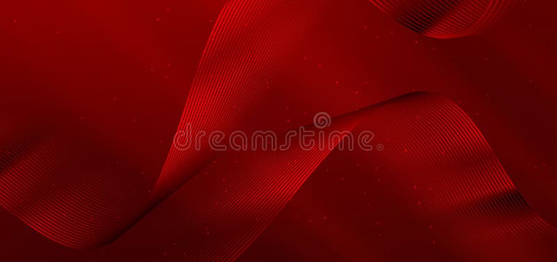 Abstract luxury glowing lines curved overlapping on dark red background