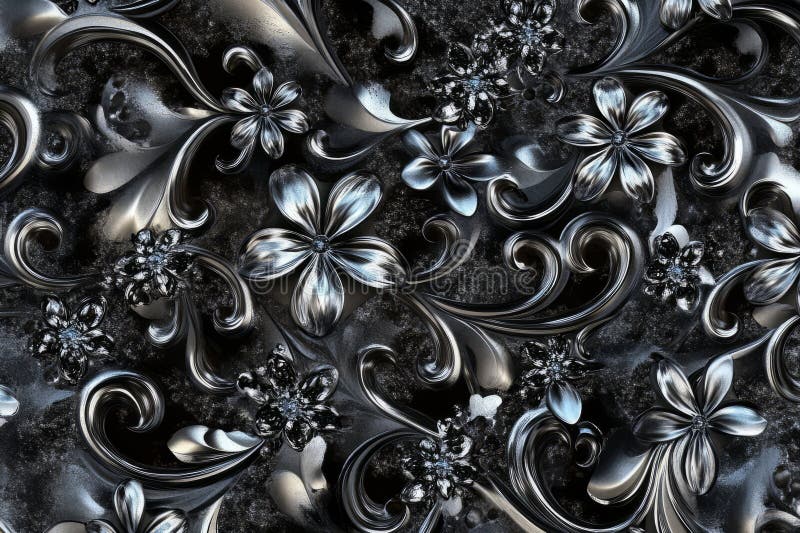 Abstract luxury pattern with polished granite and glittering silver accents, creating AI generated