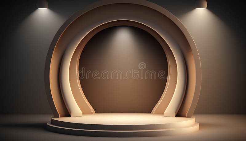 Abstract luxury podium illuminated by spotlight. Award ceremony concept. 3D Rendering stock illustration