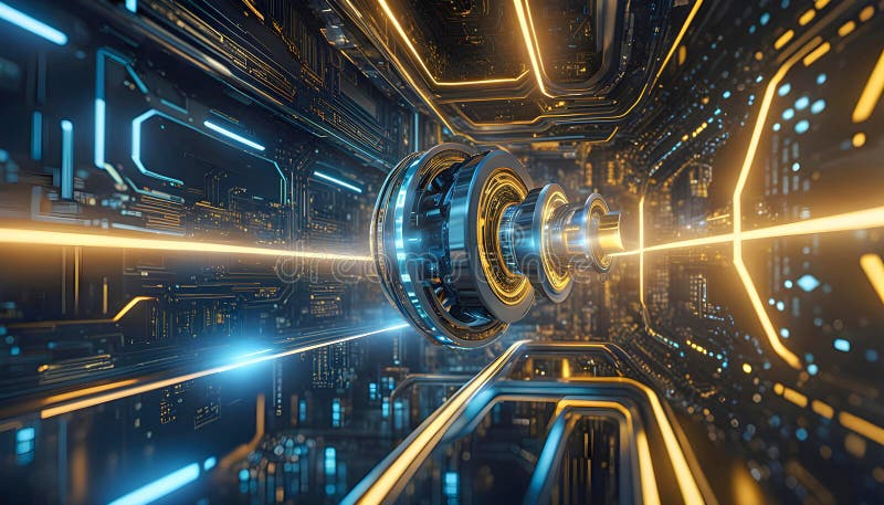 Abstract machine learning on big data network connection background, artificial intelligence science and technology stock image