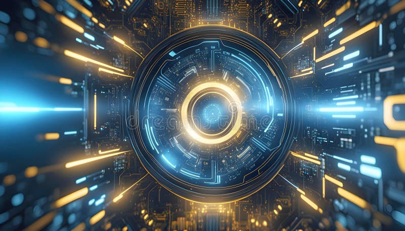 Abstract machine learning on big data network connection background, artificial intelligence science and technology stock illustration