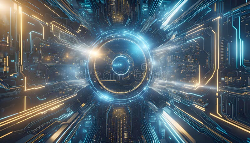 Abstract machine learning on big data network connection background, artificial intelligence science and technology stock illustration