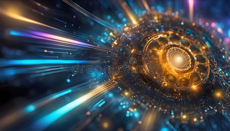Abstract machine learning on big data network connection background, artificial intelligence science and technology stock illustration