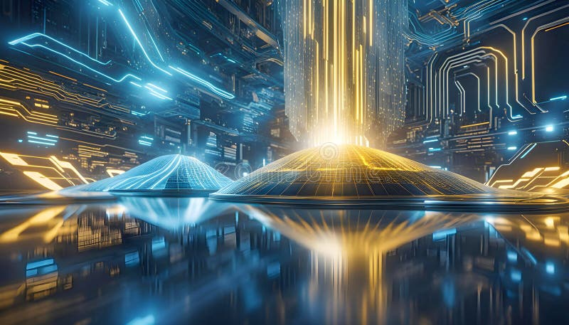 Abstract machine learning on big data network connection background, artificial intelligence science and technology royalty free illustration