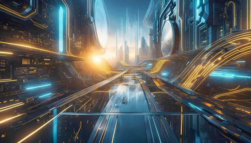 Abstract machine learning on big data network connection background, artificial intelligence science and technology stock illustration