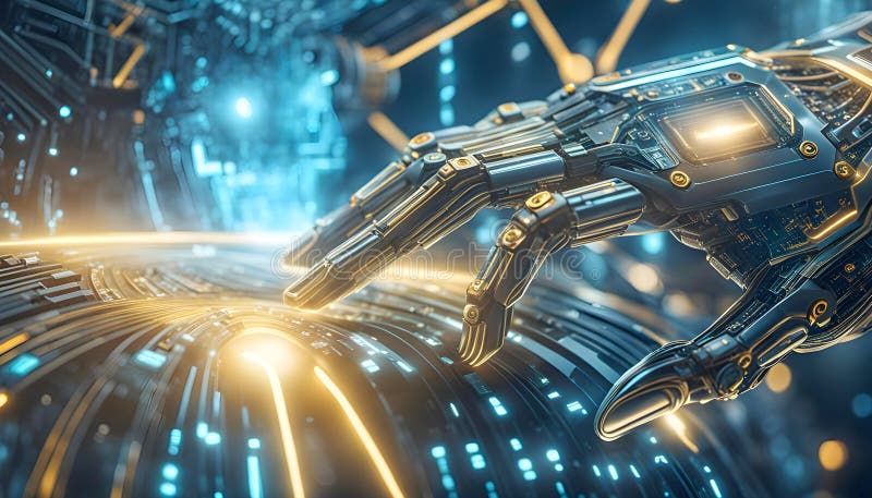 Abstract machine learning on big data network connection background, artificial intelligence science and technology stock illustration