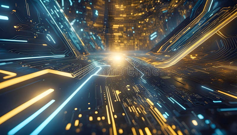 Abstract machine learning on big data network connection background, artificial intelligence science and technology royalty free illustration