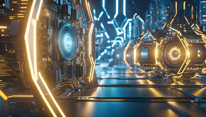 Abstract machine learning on big data network connection background, artificial intelligence science and technology stock image