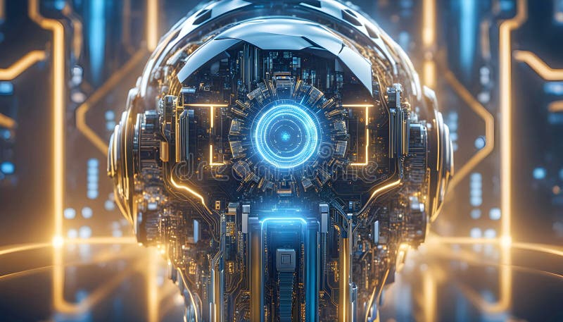 Abstract machine learning on big data network connection background, artificial intelligence science and technology stock illustration