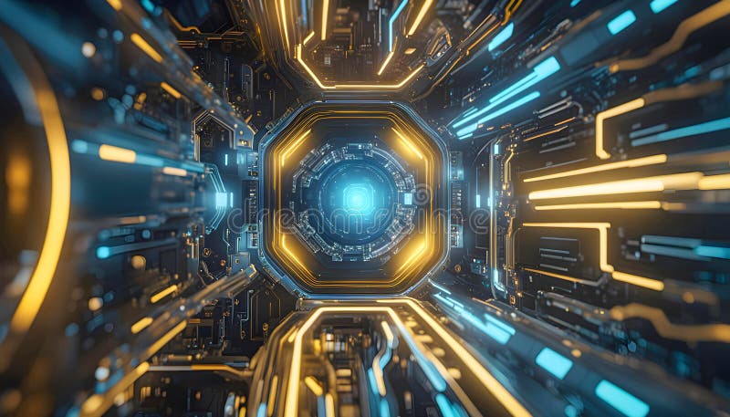 Abstract machine learning on big data network connection background, artificial intelligence science and technology royalty free illustration