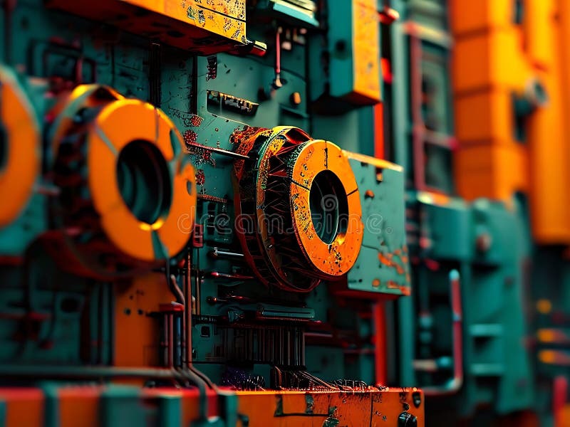 Abstract Machine: Orange and Teal royalty free stock photo