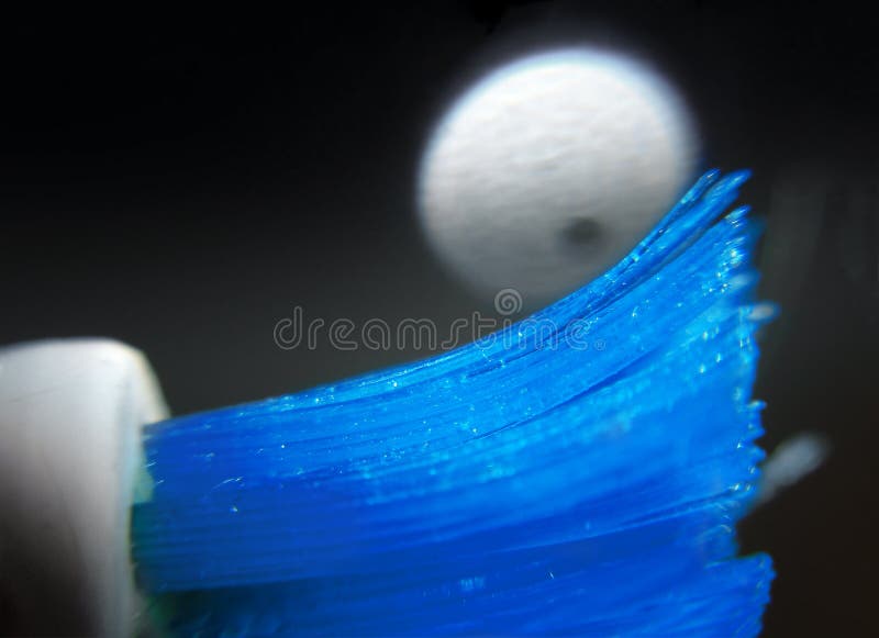 Abstract macro blue tooth brush villi