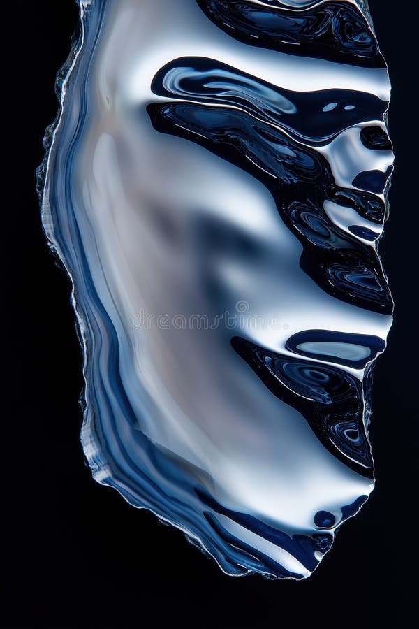 Abstract Macro of Polished Oyster Shell with Deep Blue and White Reflections vector illustration