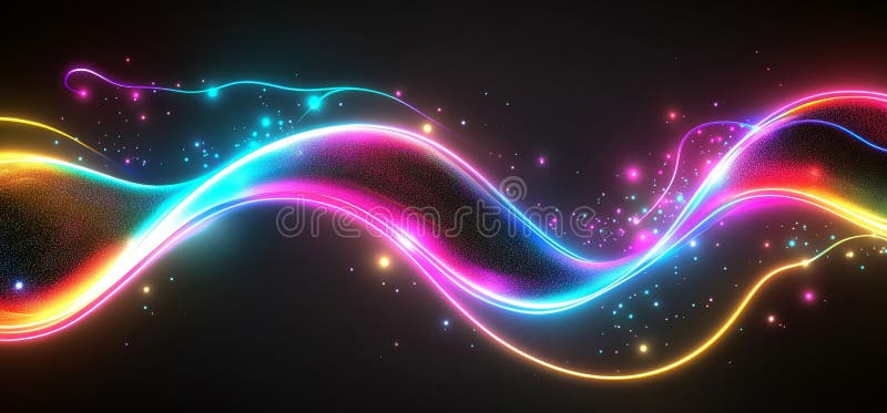 An abstract magic spiral or swirl vortex effect applied to a neon light orb. A 3D flash twist flow design. A futuristic royalty free stock photo