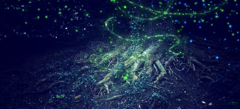 Abstract and magical image of Firefly flying in the night forest. Fairy tale concept royalty free stock photography Abstract and magical image of Firefly flying in the night forest. Fairy tale concept royalty free stock photography