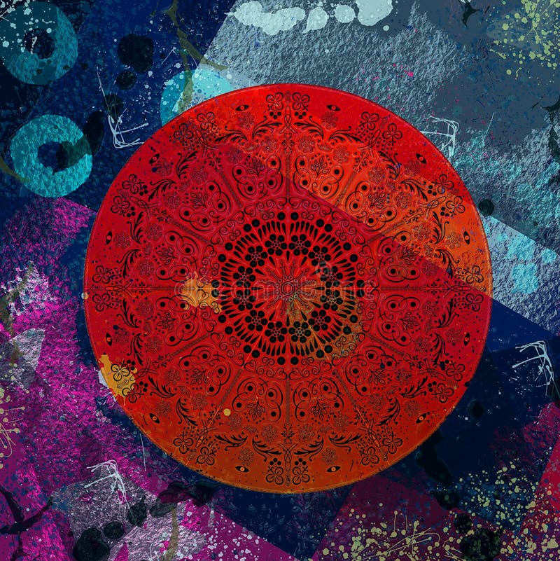 Abstract Mandala Digital Artwork Wallpaper Printable stock illustration
