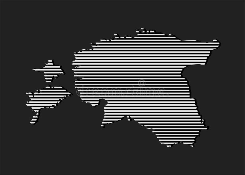 Abstract map Estonia, parallel white lines stock illustration