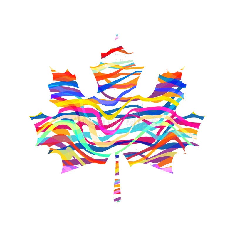 Abstract Maple Leaf Silhouette with Pattern. Vector Stock Vector
