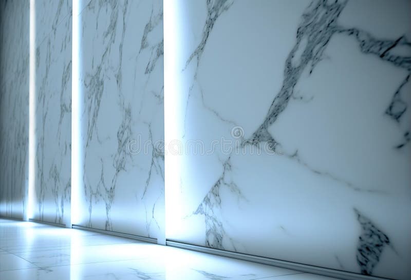 Abstract Marble Room with Shiny Lights. Interior View with Marble