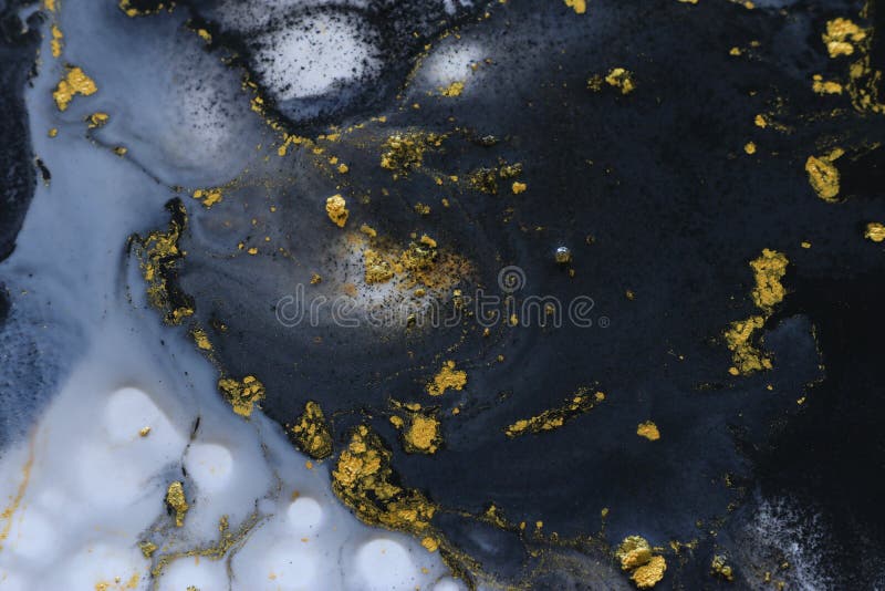Abstract marbleized effect background. black, gray and gold creative colors