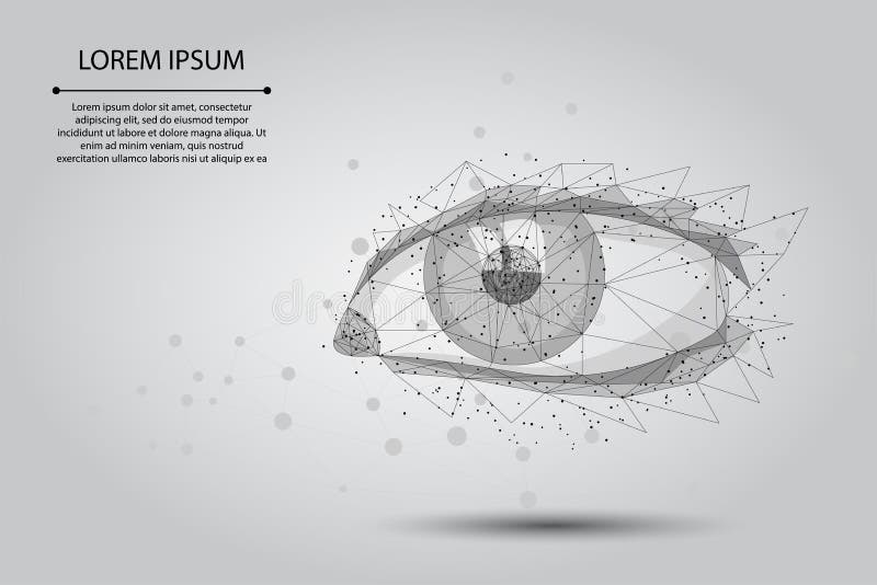 Abstract mash line and point laser vision correction. Low poly human iris modern operation surgery technology