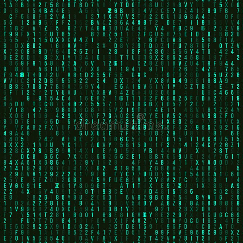 Green Hexadecimal Code Fragments on Black Background Stock Illustration ...