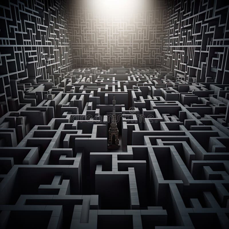 Abstract maze is a captivating work of art characterized by intricate patterns stock illustration