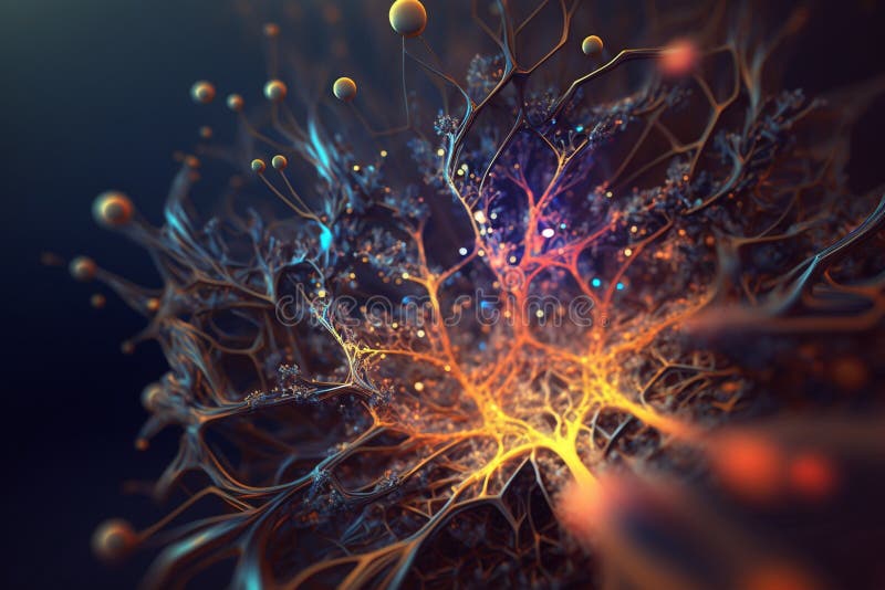 Abstract medical background, Render of group of neurons. royalty free illustration.