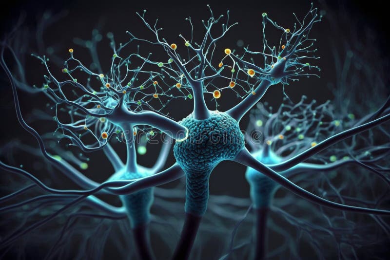 Abstract medical background, Render of group of neurons. royalty free illustration.