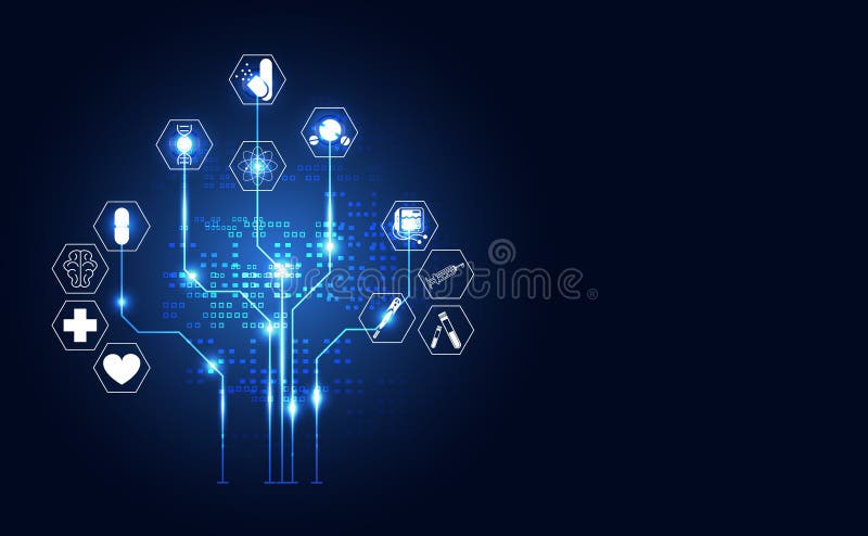 Abstract medisch digitaal het conceptenpictogram van de technologie digitaal gezondheid royalty-vrije illustratie Abstract medisch digitaal het conceptenpictogram van de technologie digitaal gezondheid royalty-vrije illustratie
