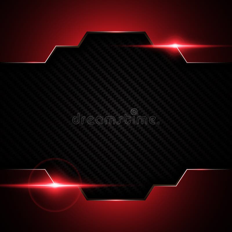 Abstract metallic black red frame on carbon kevlar texture pattern tech sports innovation concept background