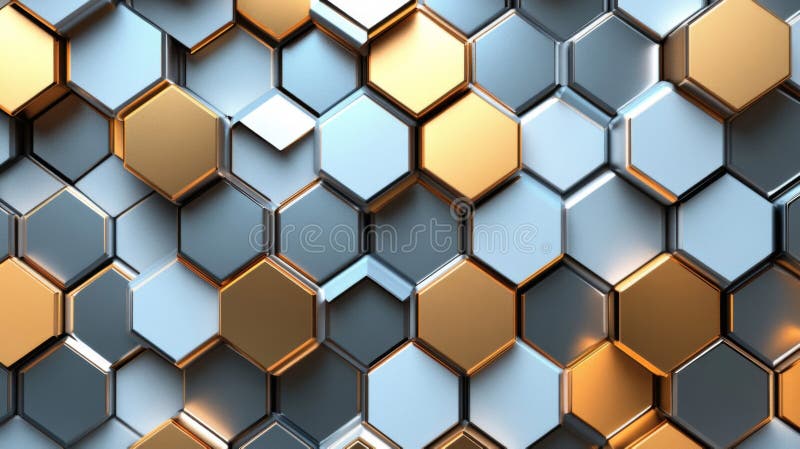 Abstract Metallic Hexagon Pattern Background. AI Generative