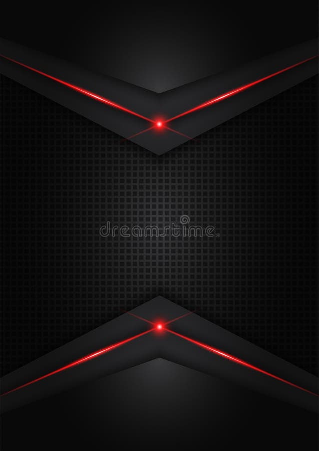 Abstract metallic red shiny color black frame layout modern tech design vector template background stock illustration