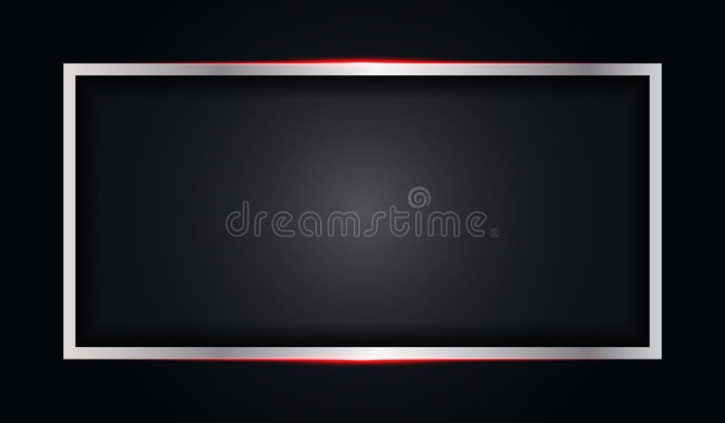 Abstract metallic red shiny color black frame with silver metal layout modern tech design vector template background stock illustration