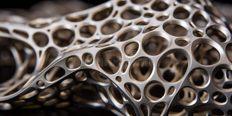 Abstract metallic structure created with additive manufacturing or 3d printing technique. Metal printing background vector illustration